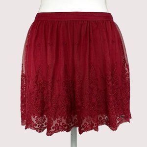 Hollister Red Lace Overlay Skirt